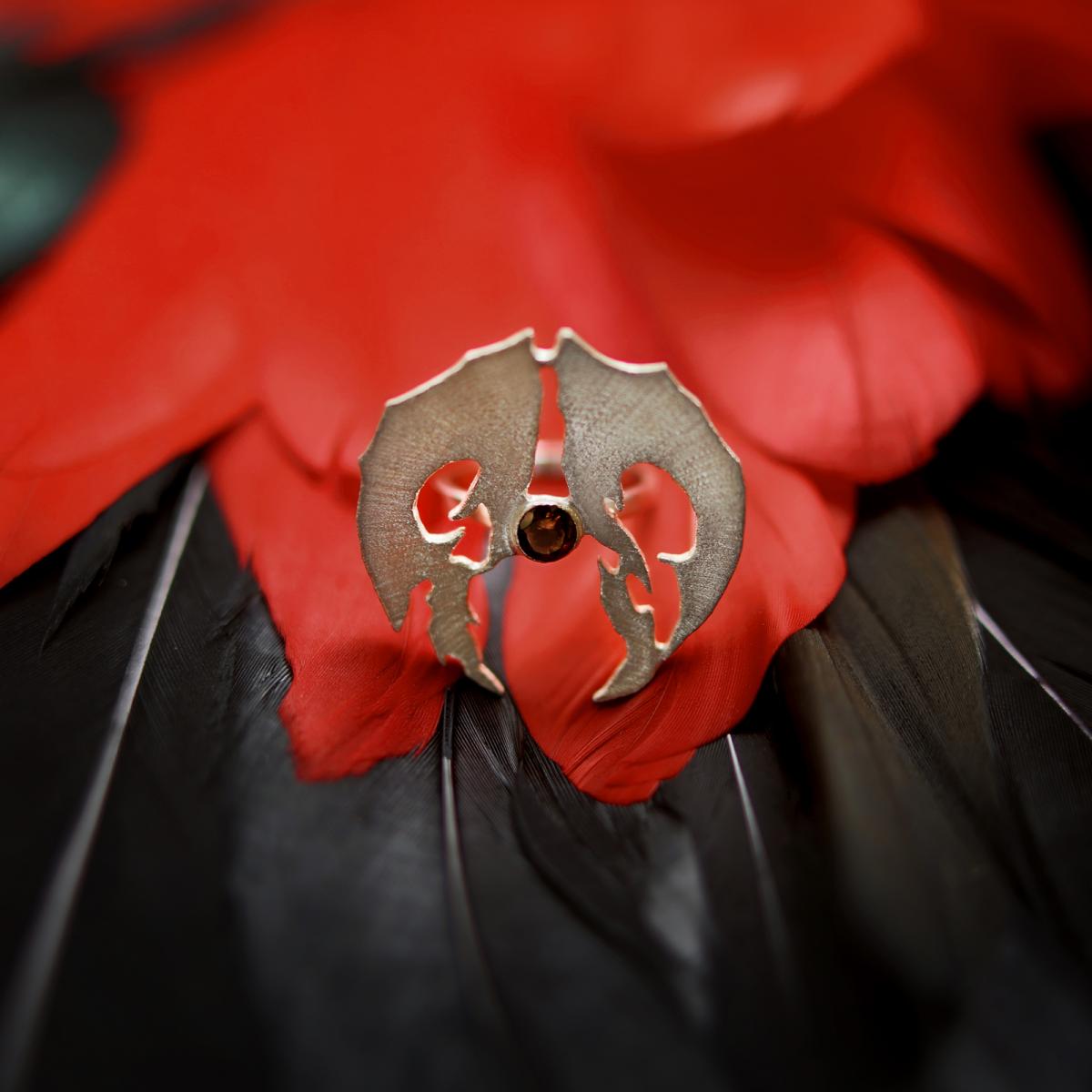 Стильное дизайнерское готическое кольцо позвонок из стерлингового серебра