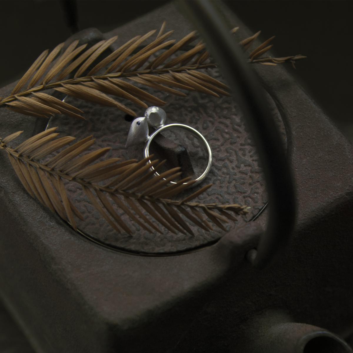Креативное миниатюрное серебряное кольцо с птицами «Два соловья» 