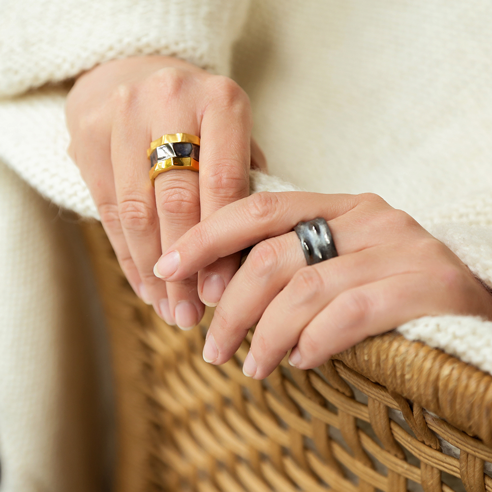 Геометрическое дизайнерское кольцо для девушек из серебра