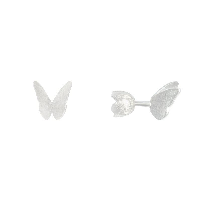 Миниатюрные серьги-пусеты Бабочки из стерлингового серебра. Ювелирная марка Алхимия